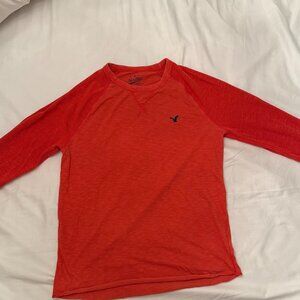 American Eagle Heritage T-Shirt M Thermal Pullover Knit Orange 100% Cotton